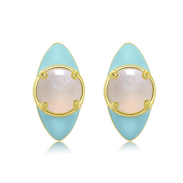 Natural Jadeite Enamel Eye Earrings