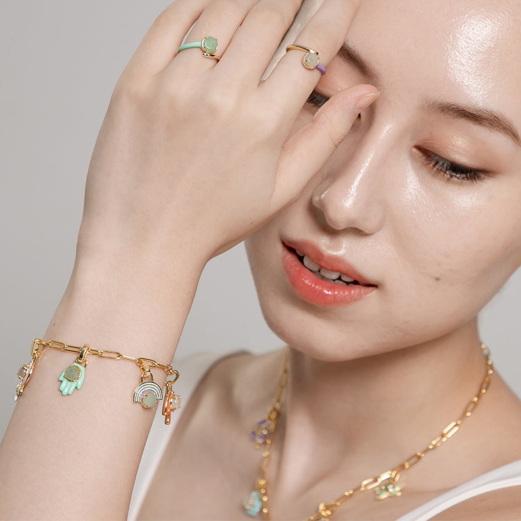 天然圓形翡翠琺瑯手掌吊墜