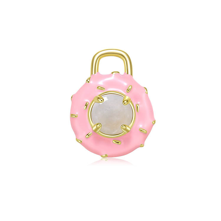 天然圓形翡翠琺瑯甜甜圈吊墜