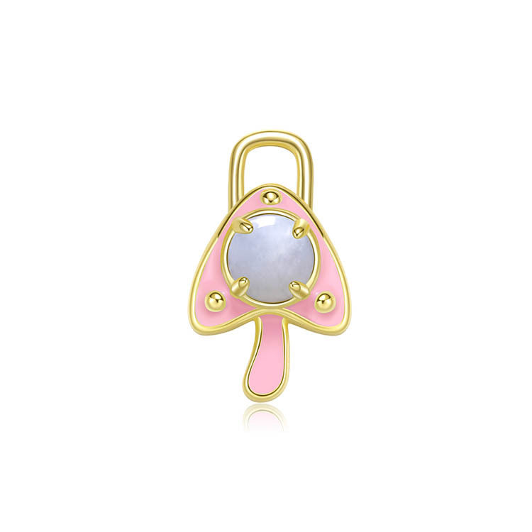 天然圓形翡翠琺瑯香菇吊墜