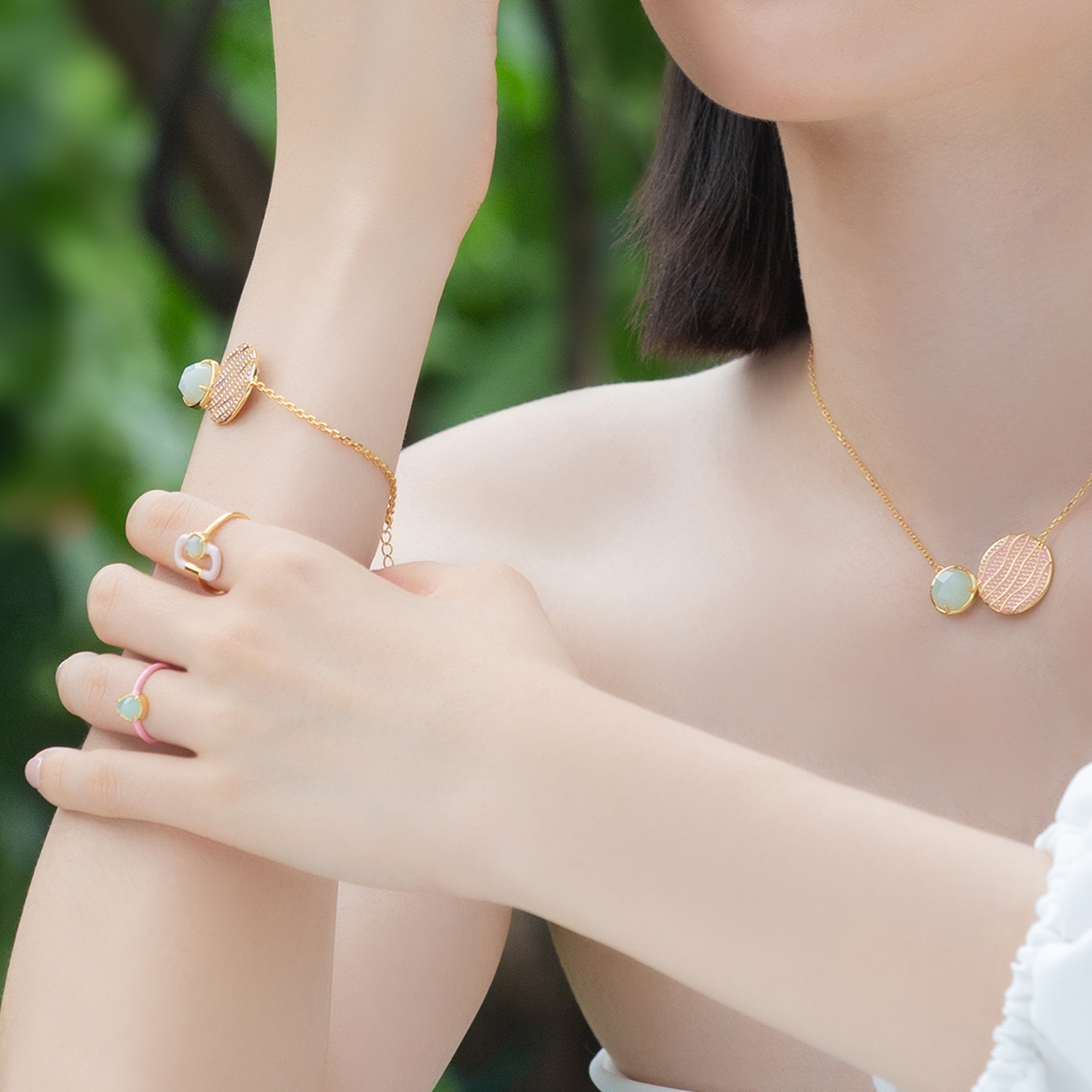 天然翡翠琺瑯造型戒指