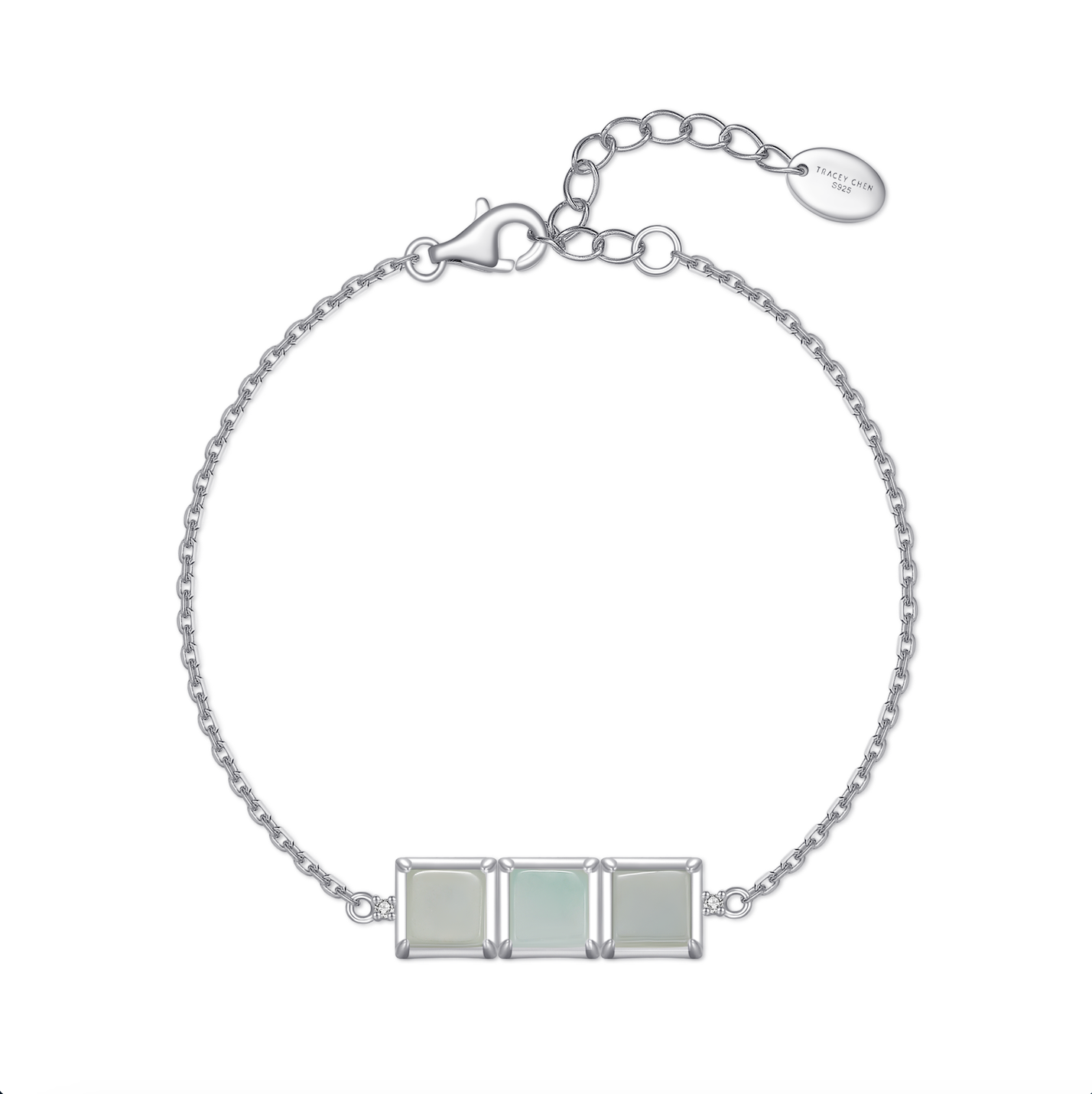 天然翡翠三小方手鍊