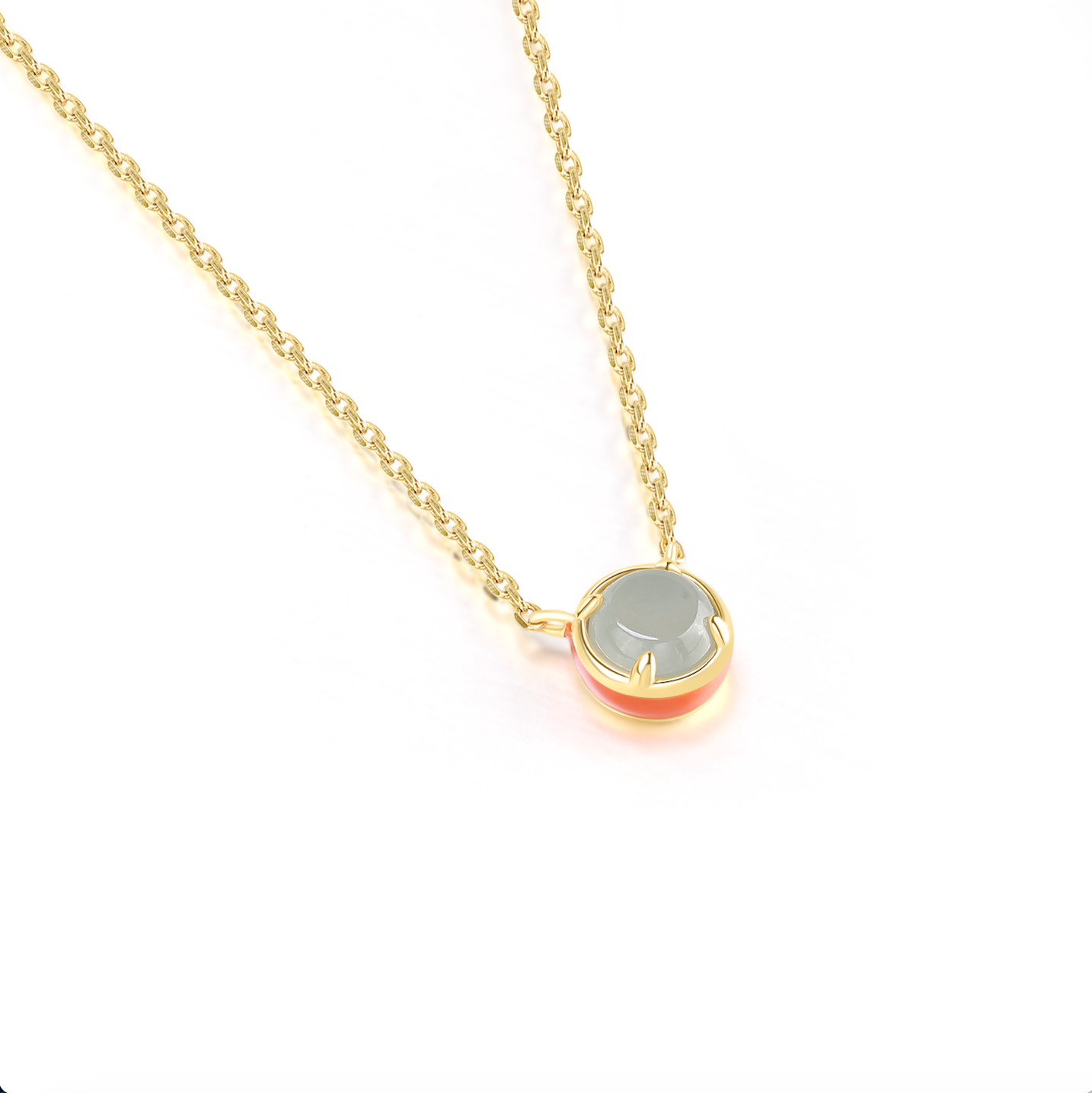 天然翡翠圓形琺瑯項鍊