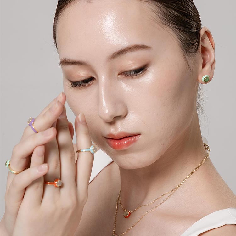 天然圓形翡翠琺瑯項鍊