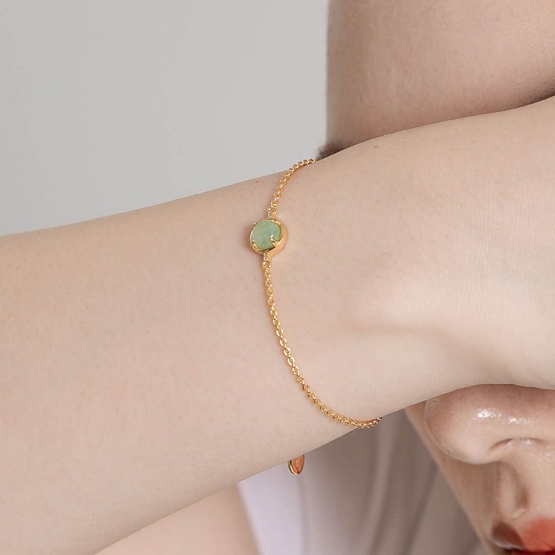 天然翡翠小圓未來鑽手鍊