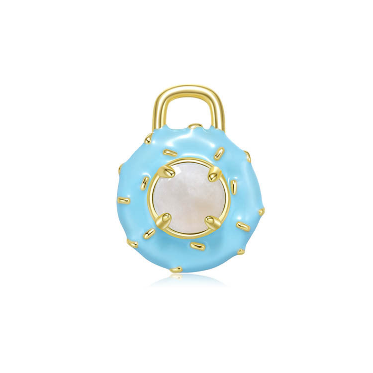 天然圓形翡翠琺瑯甜甜圈吊墜
