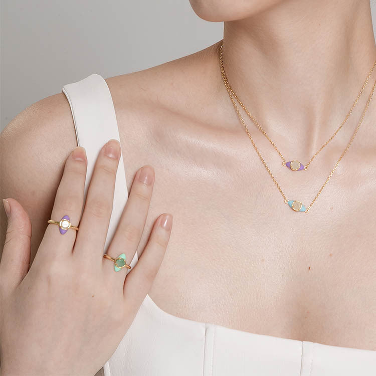 天然圓形翡翠琺瑯眼睛項鍊