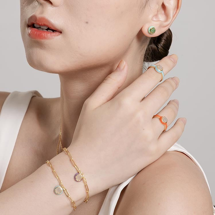 天然圓形翡翠琺瑯手鍊