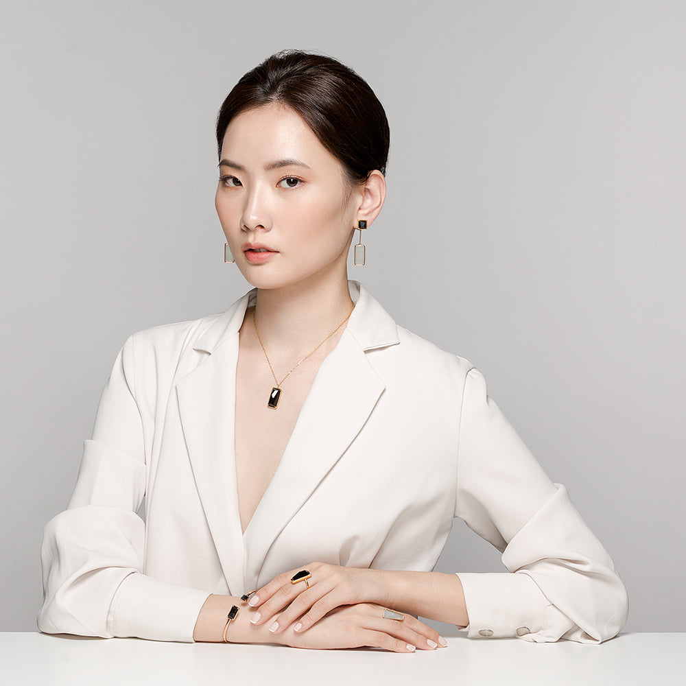 天然墨翡長方形項鍊