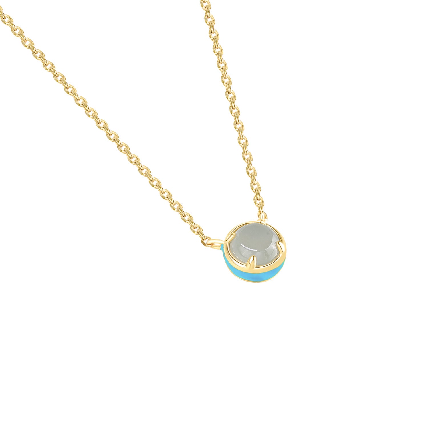 天然翡翠圓形琺瑯項鍊