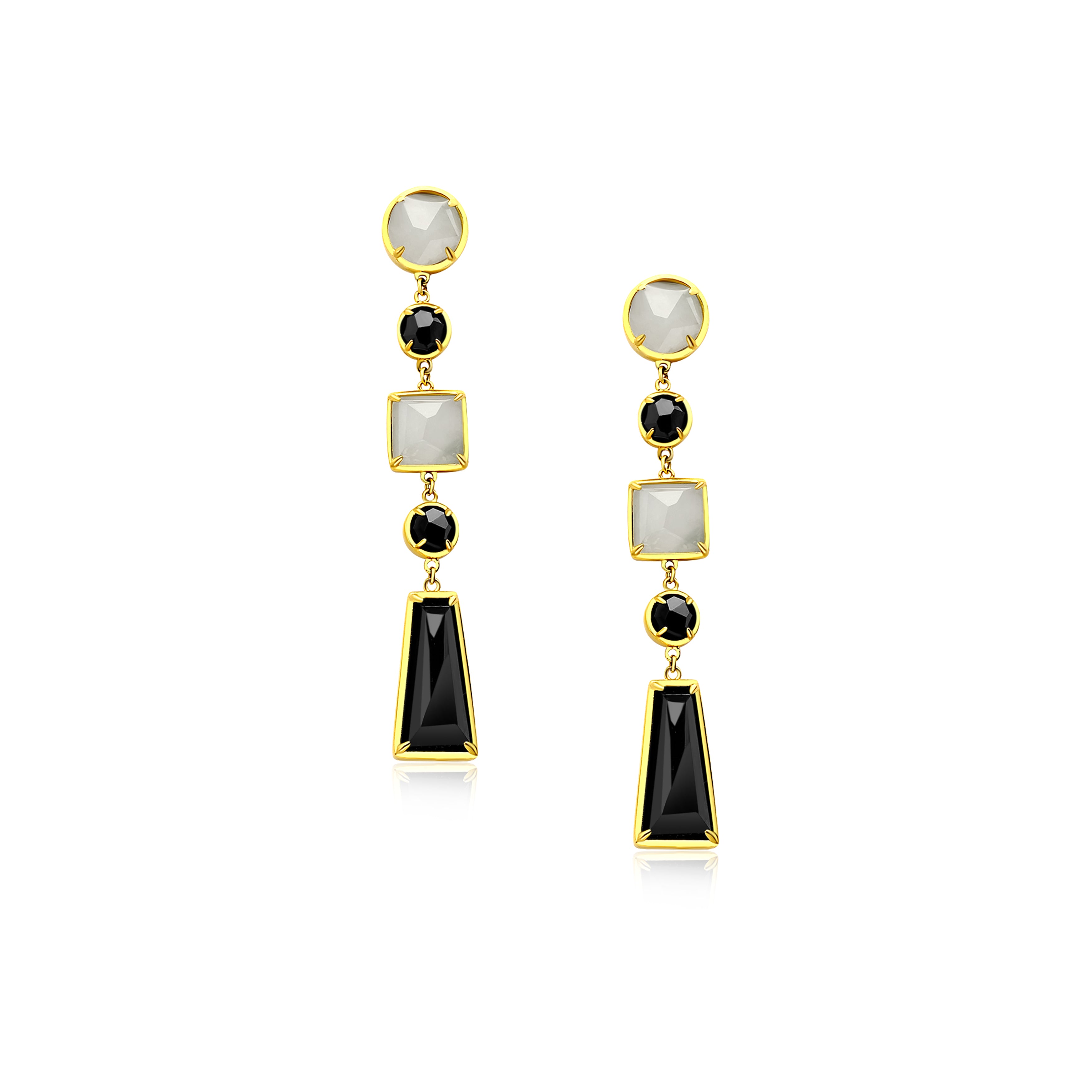 天然墨翡白翡長耳飾