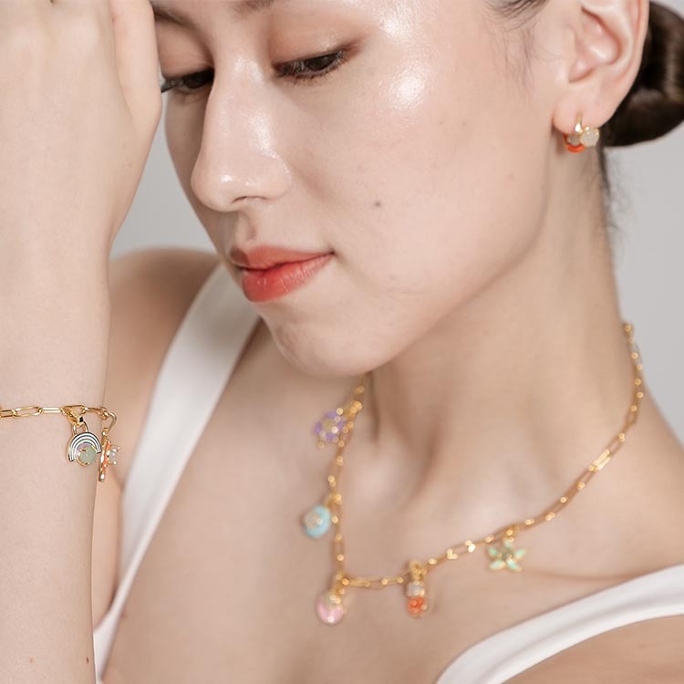 天然圓形翡翠琺瑯彩虹吊墜