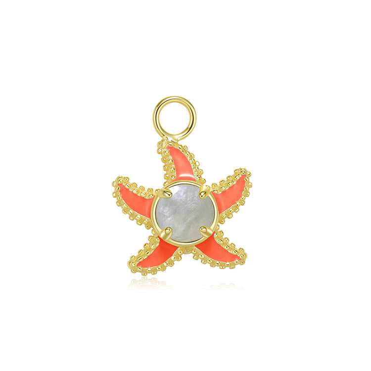 天然圓形翡翠琺瑯海星吊墜