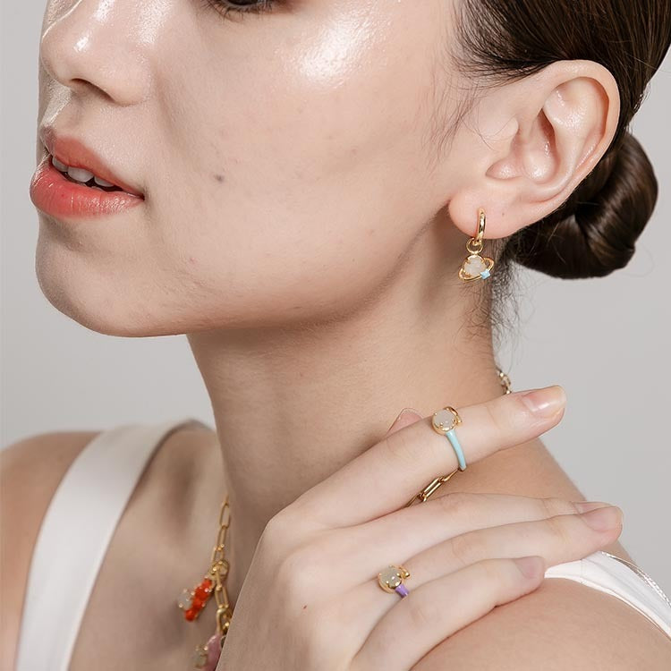 天然圓形翡翠琺瑯行星吊墜