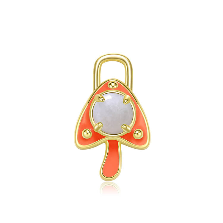 天然圓形翡翠琺瑯香菇吊墜