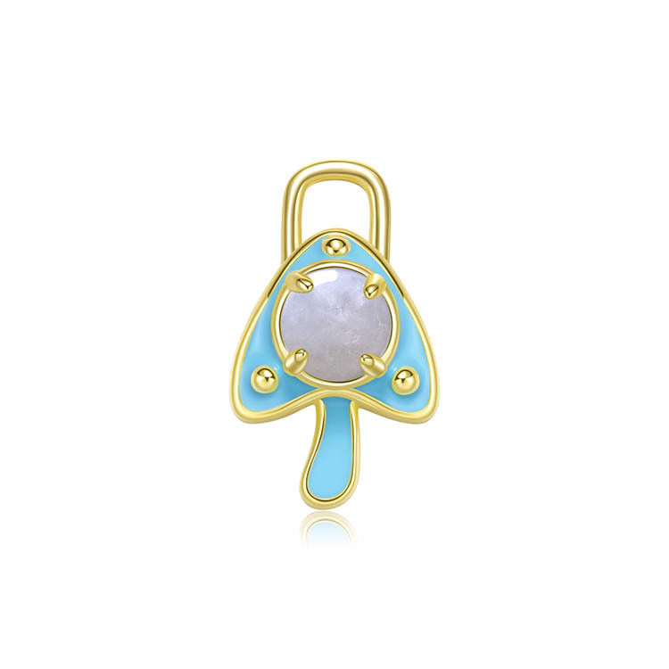 天然圓形翡翠琺瑯香菇吊墜