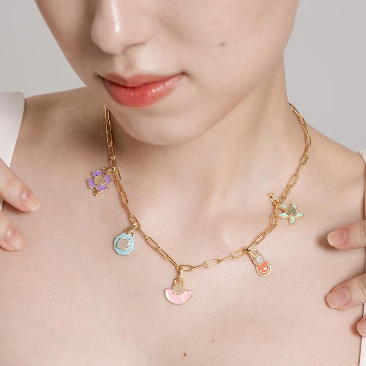 天然圓形翡翠琺瑯海星吊墜