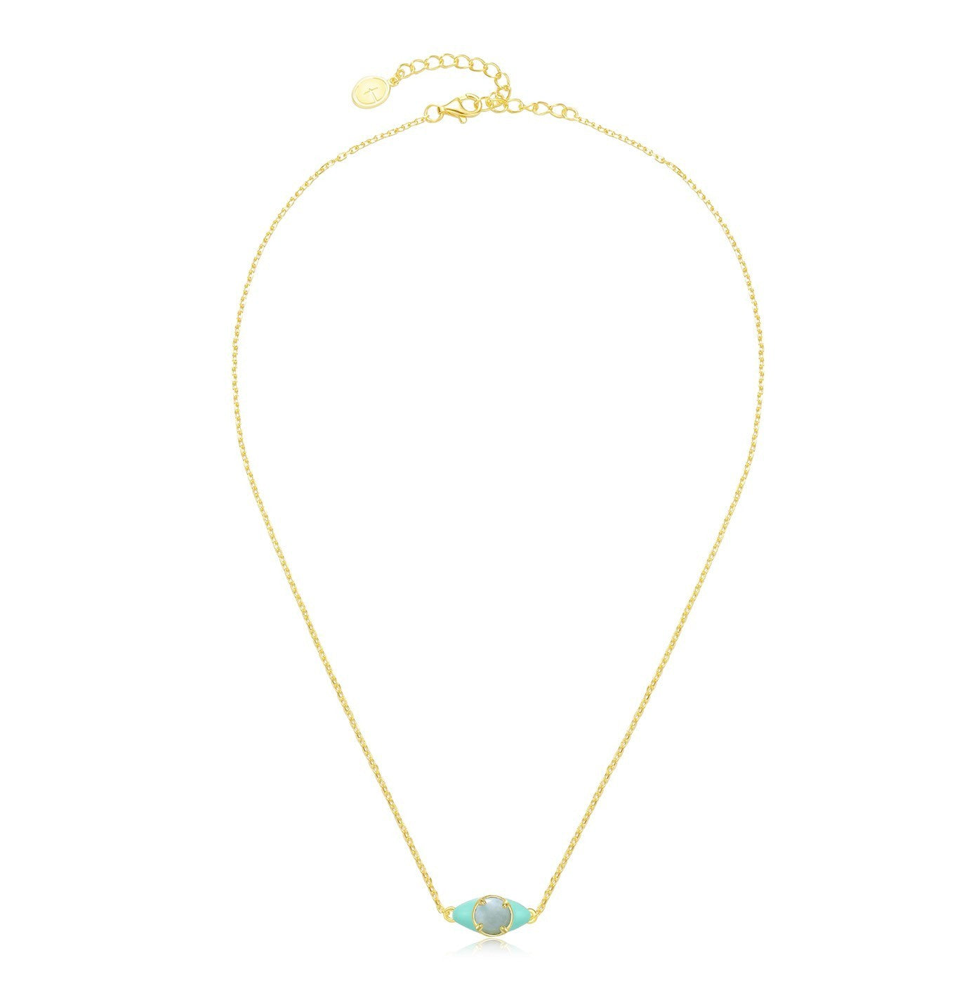 天然圓形翡翠琺瑯眼睛項鍊