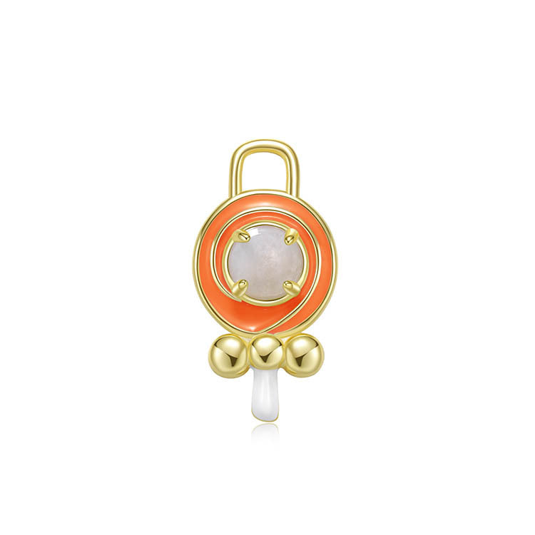 天然圓形翡翠琺瑯棒棒糖吊墜