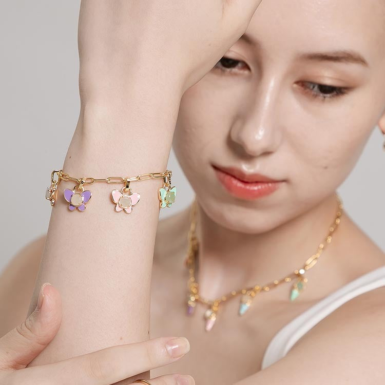 天然圓形翡翠琺瑯蝴蝶吊墜