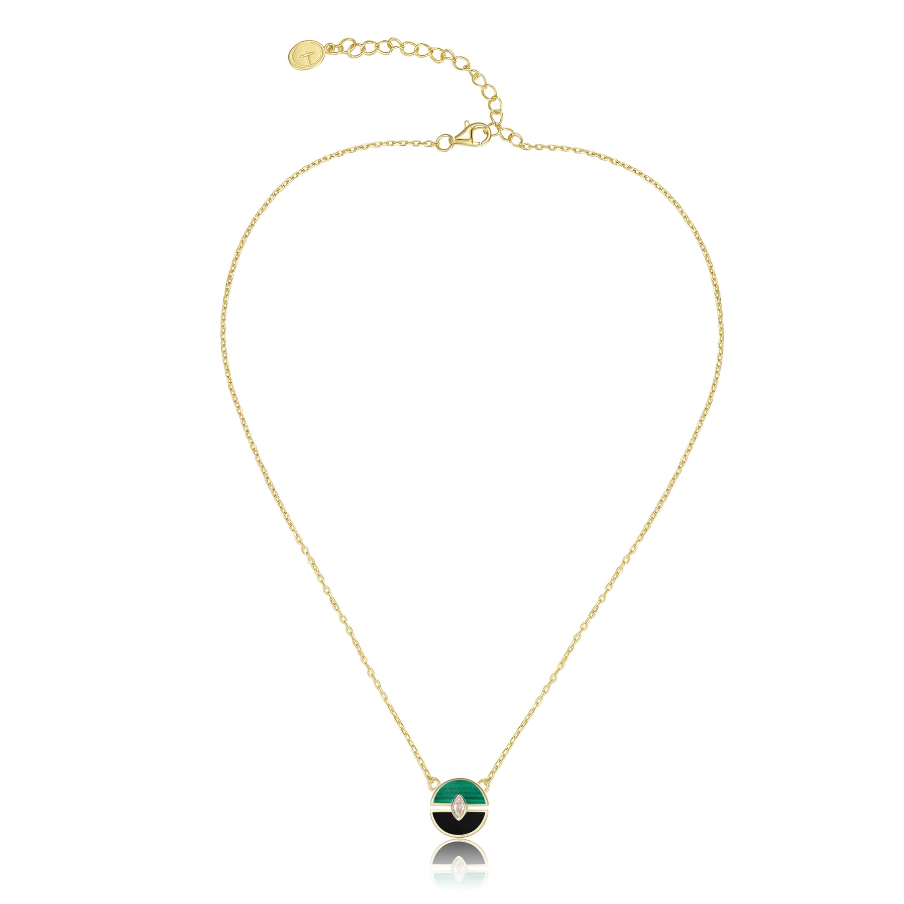 Eye of Wisdom (Small) Black Jade + Malachite Necklace