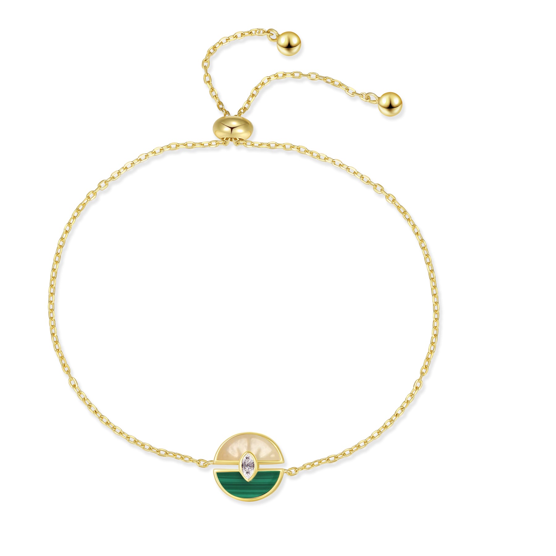 Eye of Wisdom (Small) White Jade + Malachite Bracelet