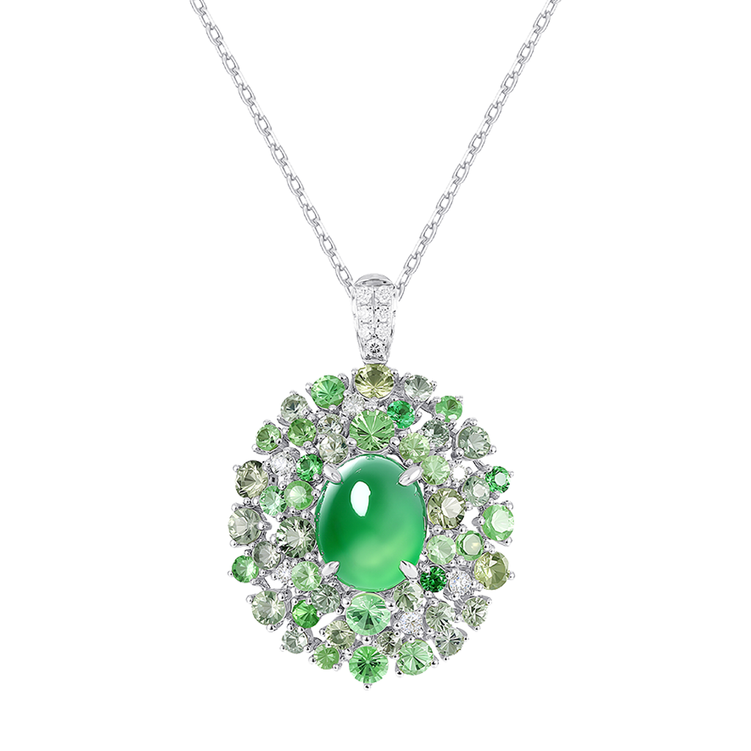 綠翡繽紛沙佛萊吊墜 / 戒指兩用款