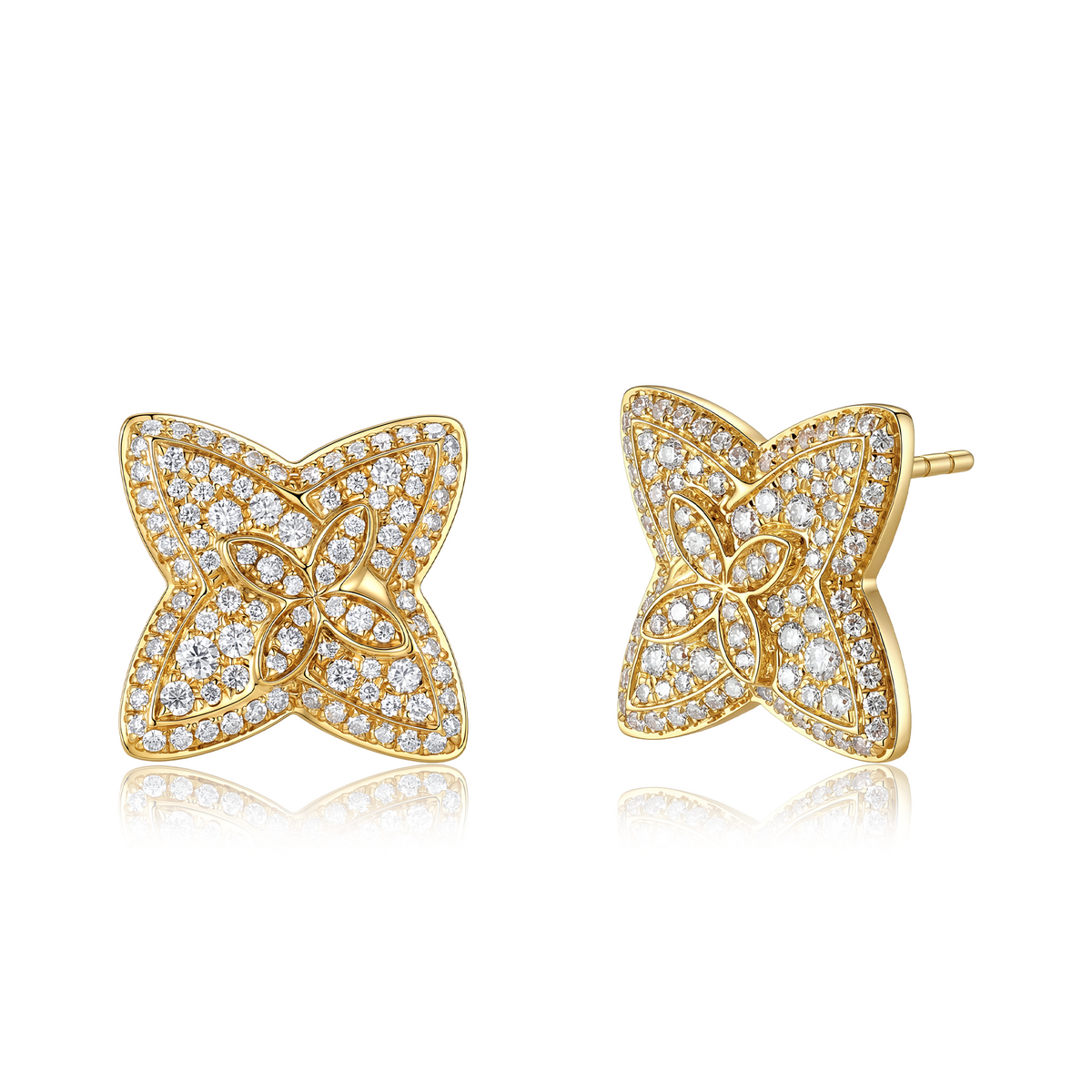 鑽石蝶上蝶耳釘