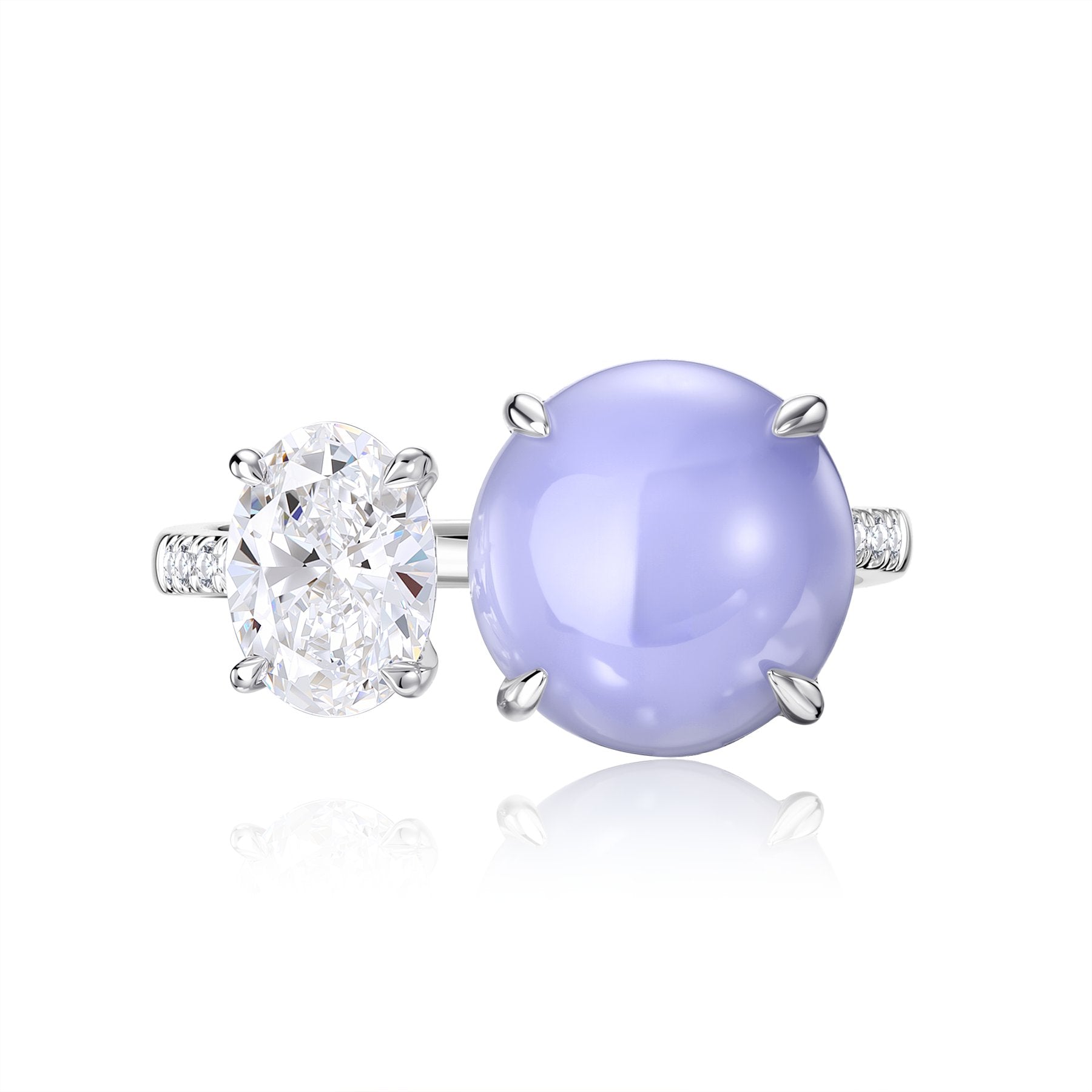 1克拉橢圓鑽蛋面紫翡開口戒指