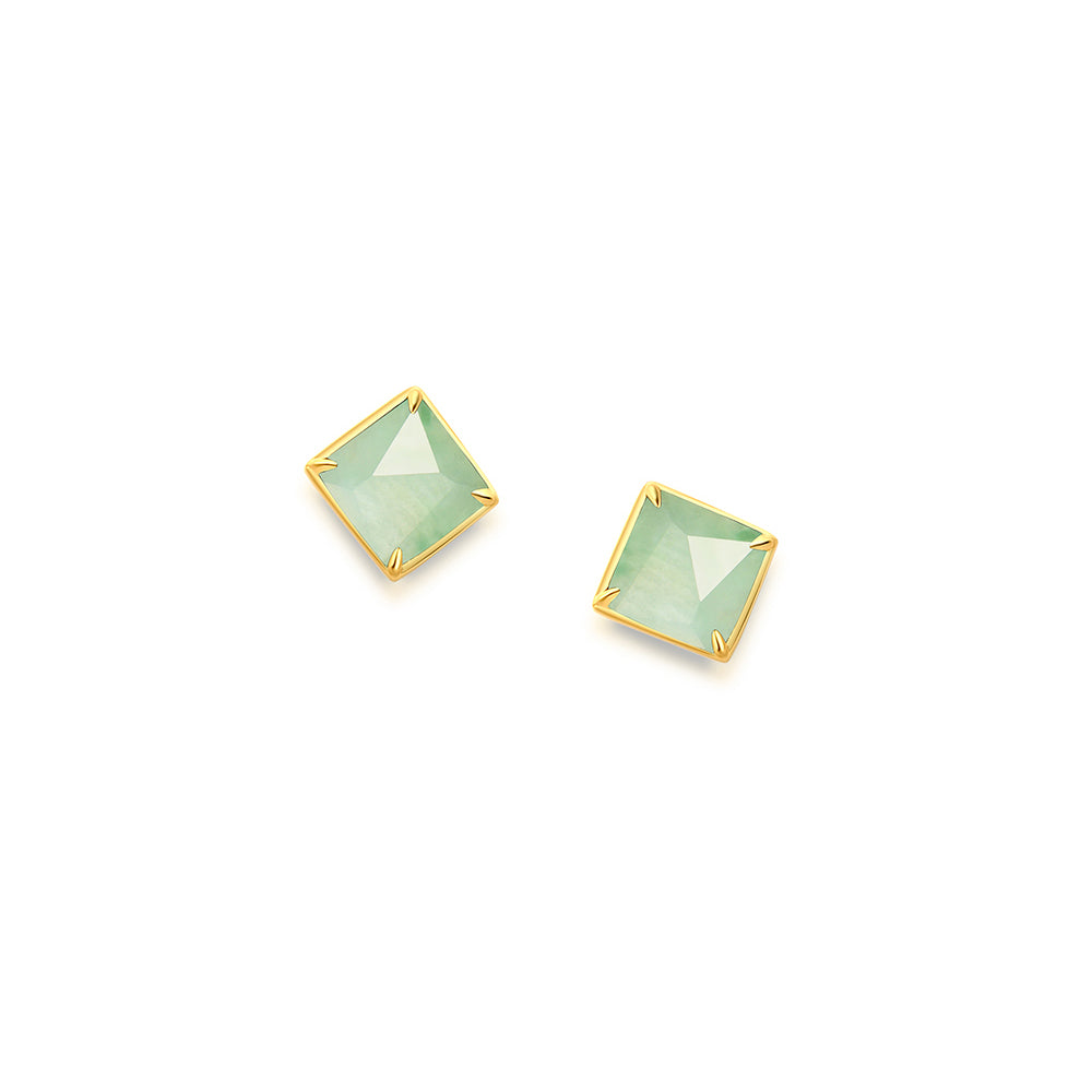 Natural Jade Chinese Square Earrings