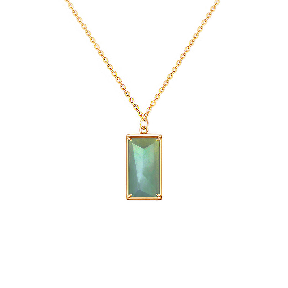 Natural jade rectangular necklace