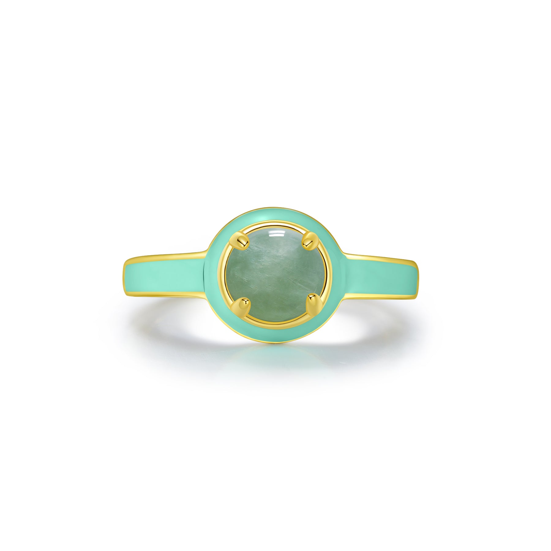 Natural Round Jadeite Green Enamel Ring