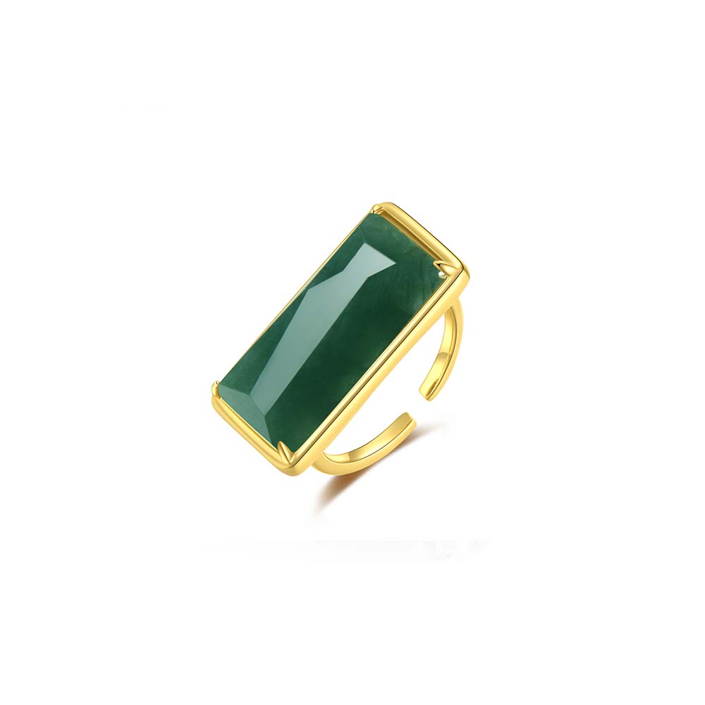 Natural jade rectangular horizontal ring