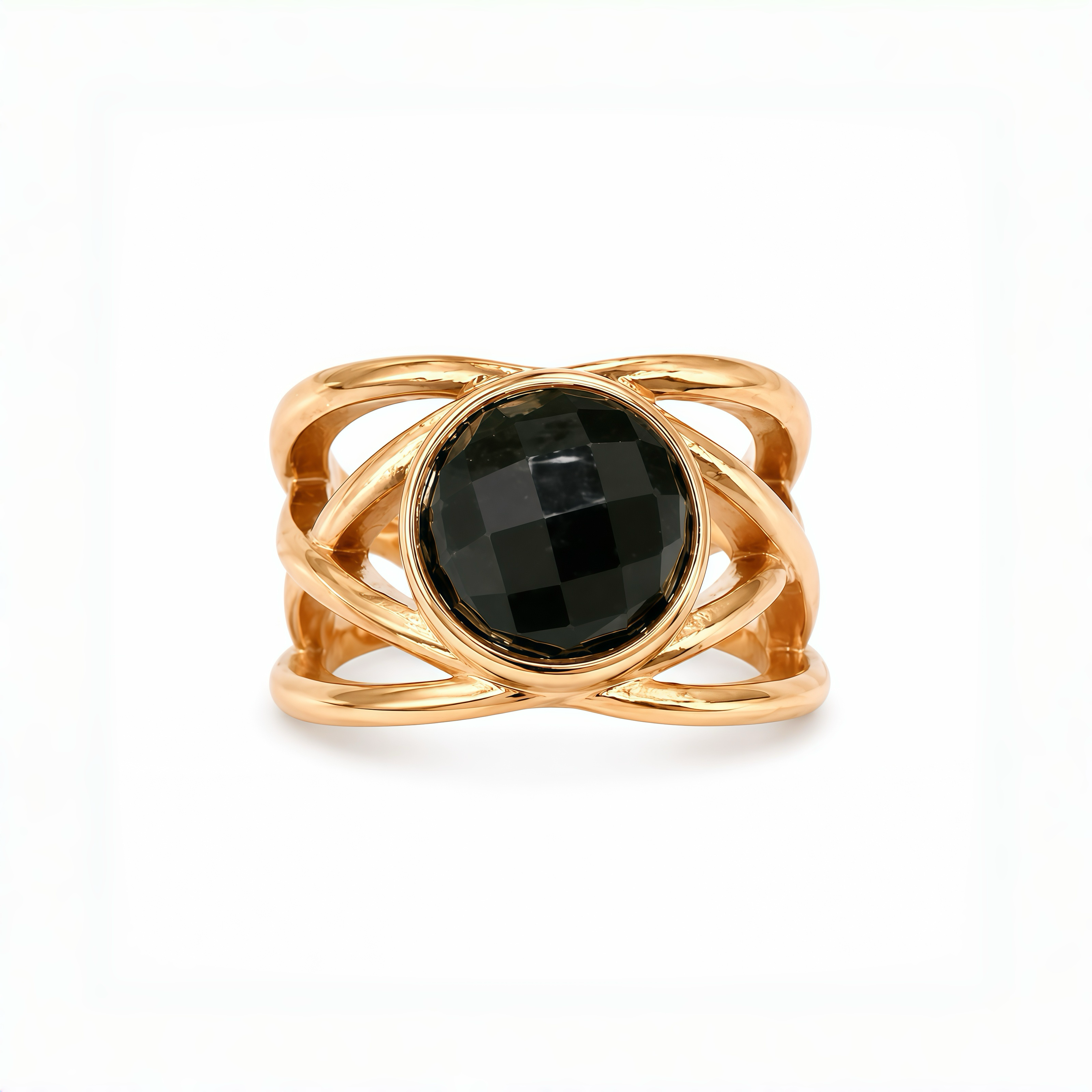 Natural Black Jade Braided Ring