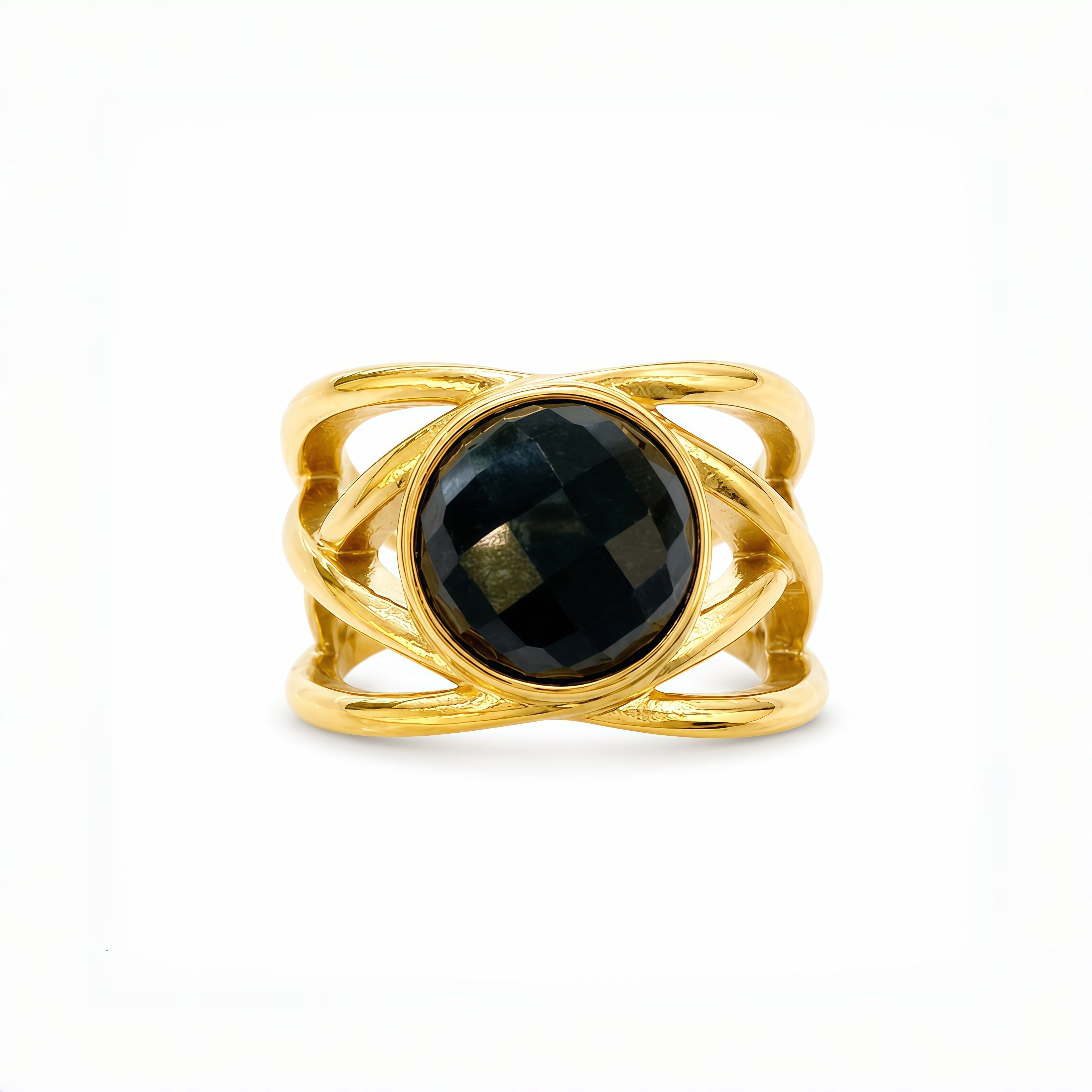 Natural Black Jade Braided Ring