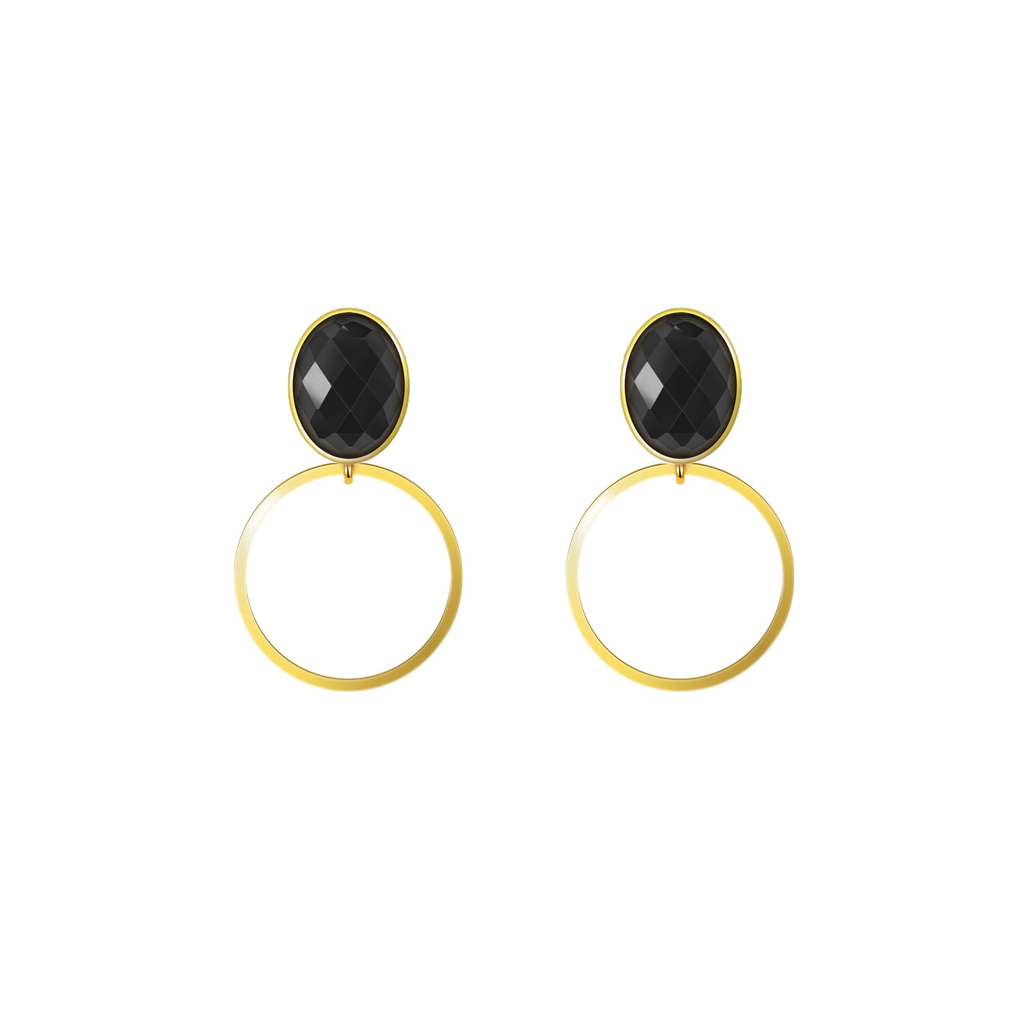 天然墨翡橢圓光環耳飾