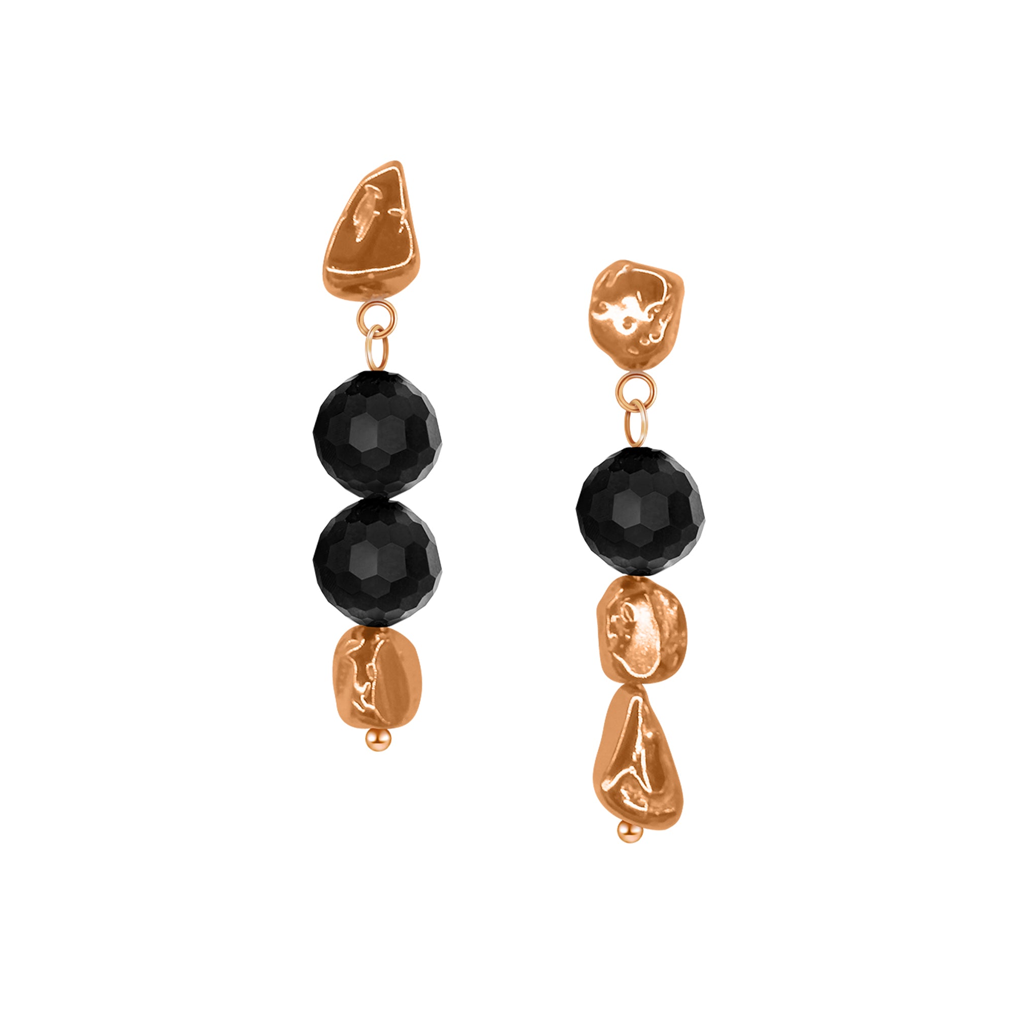 天然黒翡翠ビーズの不規則なイヤリング