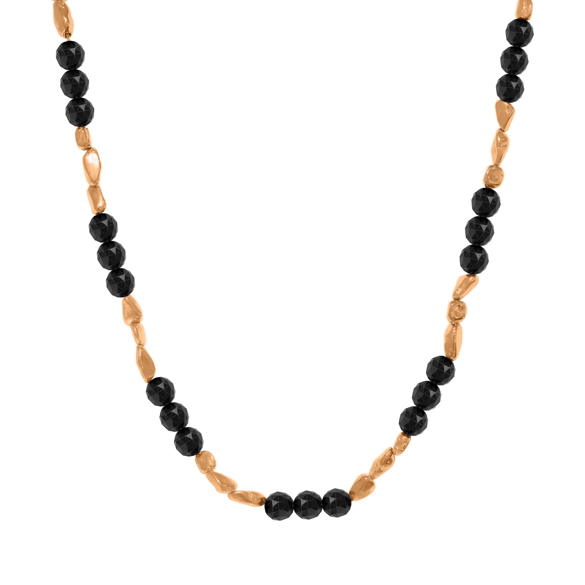 天然の黒翡翠ビーズが付いた不規則なロングチェーン