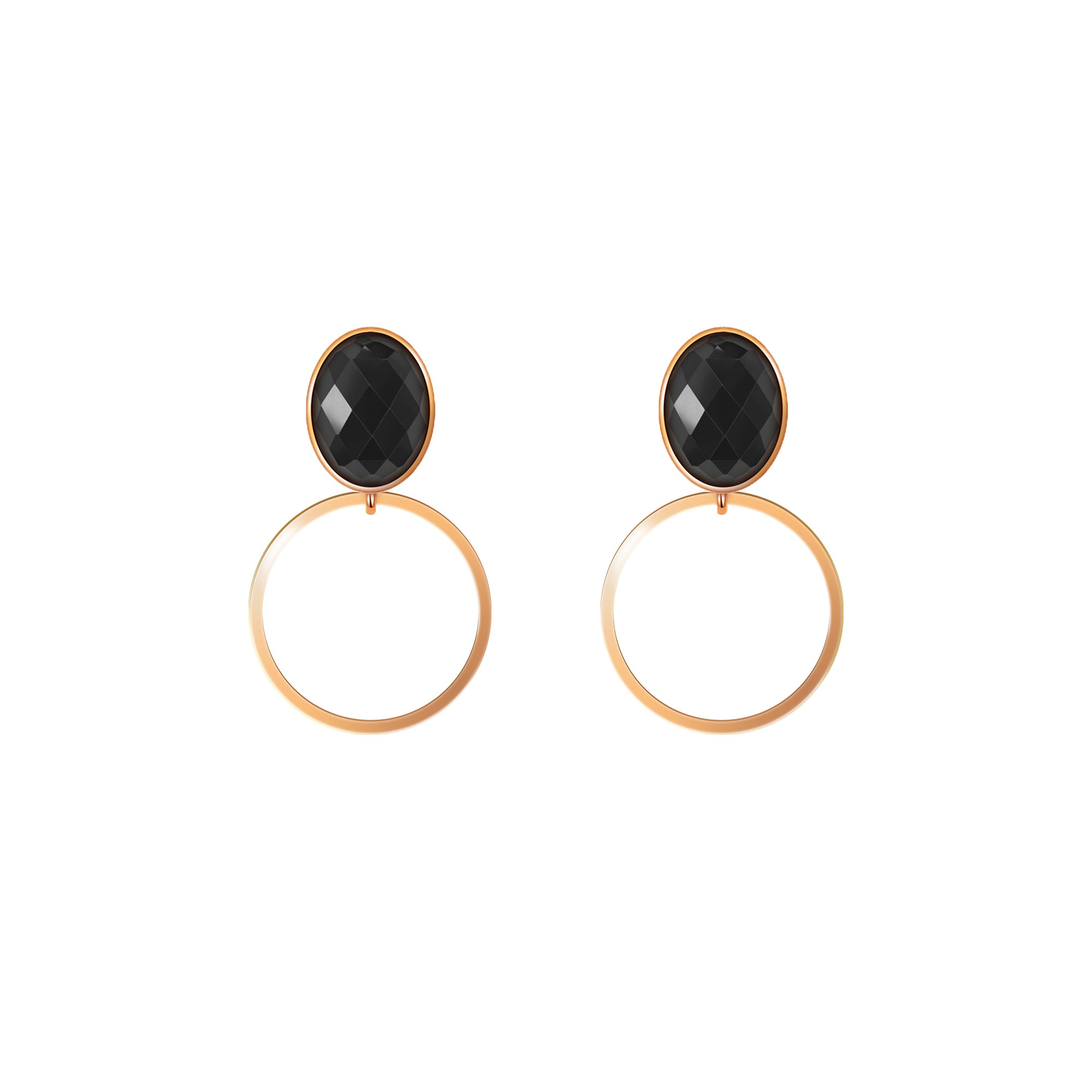 天然墨翡橢圓光環耳飾